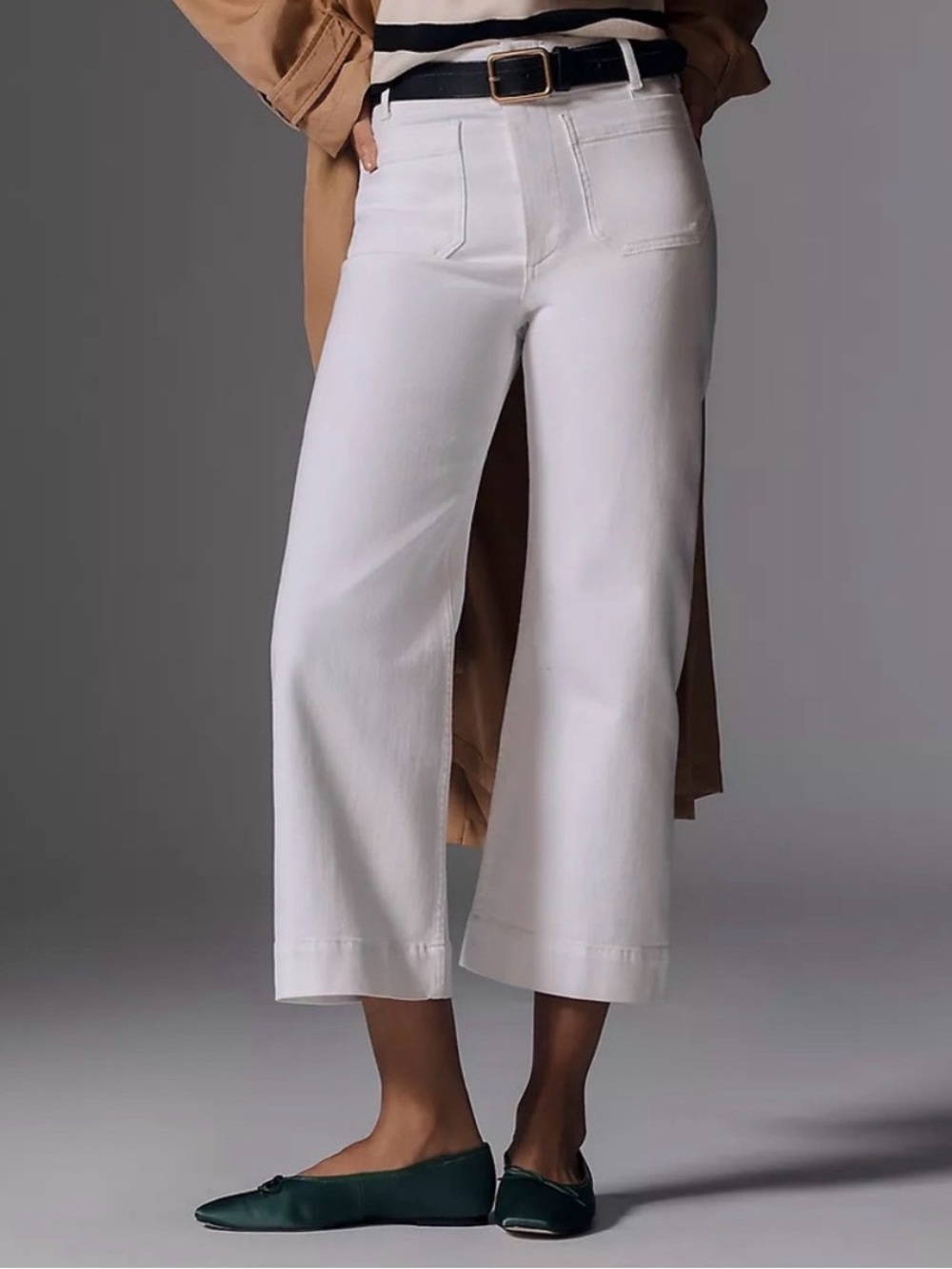 Anthropologie Colette High-Rise Wide-Leg Cropped Pants - White